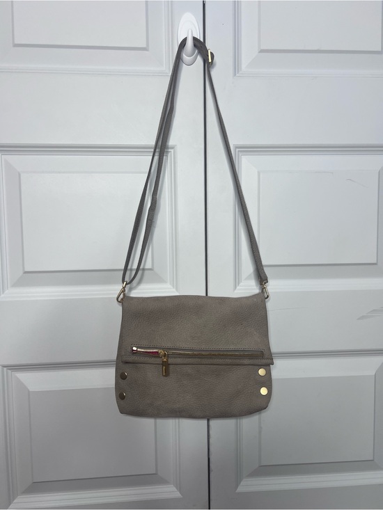 Hammitt Handbags - Hammitt VIP Medium Leather Crossbody Pewter Gray Gold Hardware Red Suede Lining